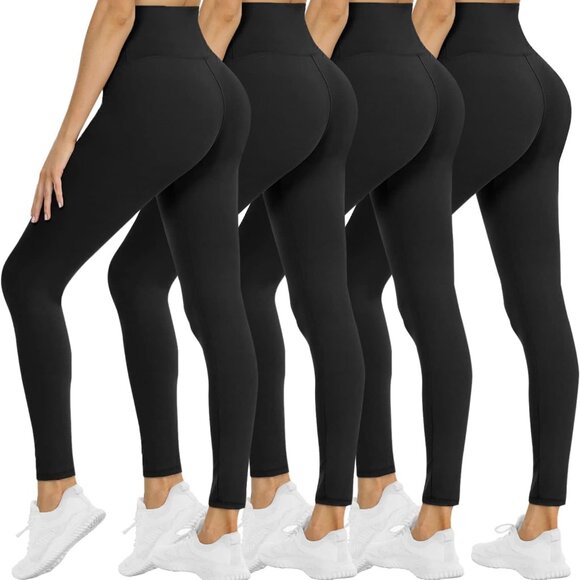 Jewelry - 4 Pack Leggings for Women - High Waisted Tummy Control Soft Black Capri Yoga Pan